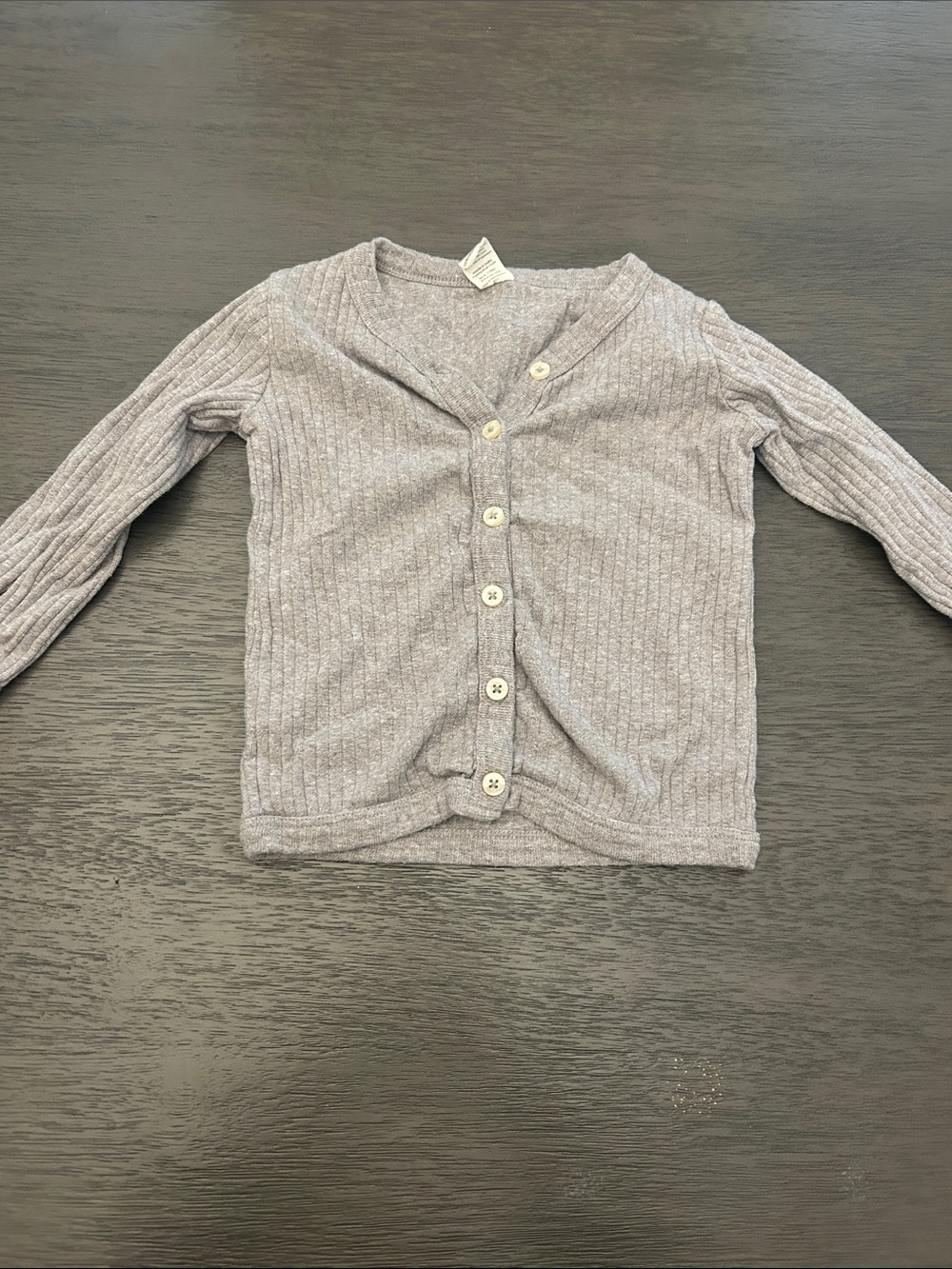 kate quinn Ribbed Button-Front Cardigan - Light Gray
